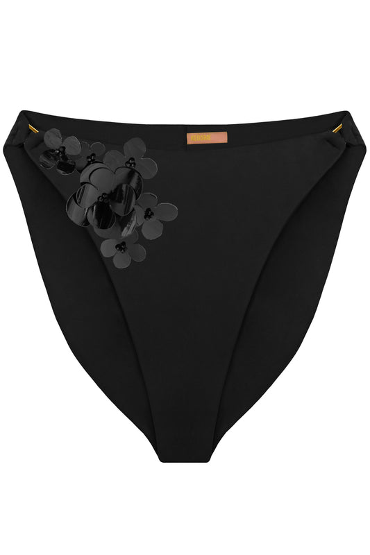Radiya Floral Black high waisted bikini bottom